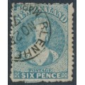 NEW ZEALAND - 1872 6d pale blue QV Chalon, perf. 12½, star watermark, used – SG # 136 NEW ZEALAND - 1872 6d pale blue QV Chalon, perf. 12½, star watermark, used – SG # 136
