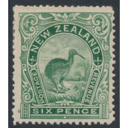 NEW ZEALAND - 1898 6d green Kiwi, perf. 15, no watermark, MH – SG # 254