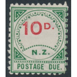 NEW ZEALAND - 1899 10d carmine/green Postage Due, MH – SG # D8