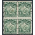 NEW ZEALAND - 1901 ½d green Mt. Cook, perf. 14:11, block of 4, MNG – SG # 281 NEW ZEALAND - 1901 ½d green Mt. Cook, perf. 14:11, block of 4, MNG – SG # 281