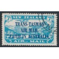 NEW ZEALAND - 1934 7d blue Airmail, ‘Faith in Australia’, 'break in N of IN', used – SG # 554