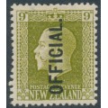 NEW ZEALAND - 1925 9d sage-green KGV, overprinted OFFICIAL, MH – SG # O104