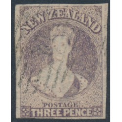 NEW ZEALAND - 1863 3d brown-lilac QV Chalon, star watermark, imperforate, used – SG # 40