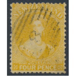 NEW ZEALAND - 1866 4d yellow QV Chalon, perf. 12½, star watermark, used – SG # 120