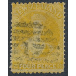 NEW ZEALAND - 1866 4d yellow QV Chalon, perf. 12½, star watermark, used – SG # 120