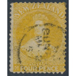 NEW ZEALAND - 1866 4d yellow QV Chalon, perf. 12½, star watermark, used – SG # 120