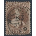 NEW ZEALAND - 1867 6d brown QV Chalon, perf. 12½, star watermark, used – SG # 122a NEW ZEALAND - 1867 6d brown QV Chalon, perf. 12½, star watermark, used – SG # 122a