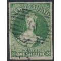 NEW ZEALAND - 1862 1/- deep green QV Chalon, star watermark, imperforate, used – SG # 46