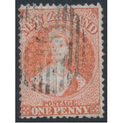 NEW ZEALAND - 1862 1d vermilion QV Chalon, star watermark, perf. 13:13, used – SG # 68 NEW ZEALAND - 1862 1d vermilion QV Chalon, star watermark, perf. 13:13, used – SG # 68
