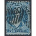 NEW ZEALAND - 1862 2d deep blue QV Chalon, star watermark, perf. 13:13, used – SG # 70