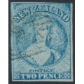 NEW ZEALAND - 1864 2d pale blue QV Chalon, imperforate, NZ watermark, used – SG # 98