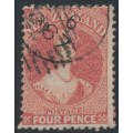 NEW ZEALAND - 1865 4d deep rose QV Chalon, perf. 12½, star watermark, used – SG # 119