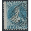 NEW ZEALAND - 1872 6d blue QV Chalon, perf. 12½, star watermark, used – SG # 135