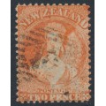 NEW ZEALAND - 1873 2d vermilion QV Chalon, retouched, perf. 12½, lozenges watermark, used – SG # 142a