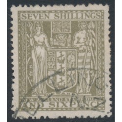 NEW ZEALAND - 1931 7/6 olive-grey Fiscal Coat of Arms, used – SG # F152