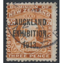 NEW ZEALAND - 1913 3d chestnut KEVII, Auckland Exhibition overprint, used – SG # 414