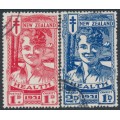 NEW ZEALAND - 1931 Smiling Boys Health Stamps set of 2, used – SG # 546-547