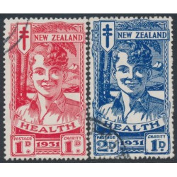 NEW ZEALAND - 1931 Smiling Boys Health Stamps set of 2, used – SG # 546-547