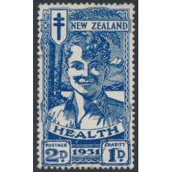 NEW ZEALAND - 1931 2d+1d deep blue Smiling Boy Health Stamp, used – SG # 547