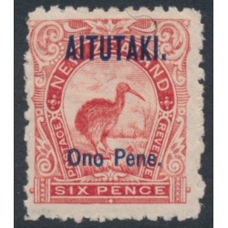 AITUTAKI / COOK IS - 1903 6d rose-red Kiwi, MH – SG # 6