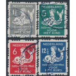 NETHERLANDS - 1929 Voor het Kind set of 4, coil perforations, used – NVPH # R82-R85 NETHERLANDS - 1929 Voor het Kind set of 4, coil perforations, used – NVPH # R82-R85