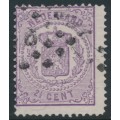NETHERLANDS - 1870 2½c violet Coat of Arms, perf. 13¼:13¼ (large holes), used – NVPH # 18D