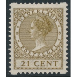 NETHERLANDS - 1934 21c brown Queen, rings watermark, coil perf. two sides, MH – NVPH # R68 NETHERLANDS - 1934 21c brown Queen, rings watermark, coil perf. two sides, MH – NVPH # R68