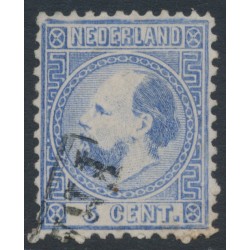 NETHERLANDS - 1867 5c blue King Willem III, type I, perf. 12¾:11¾, used – NVPH # 7IA NETHERLANDS - 1867 5c blue King Willem III, type I, perf. 12¾:11¾, used – NVPH # 7IA