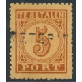 NETHERLANDS - 1874 5c brown on orange Postage Due (type II), perf. 13¼, used – NVPH # P1AB