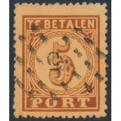 NETHERLANDS - 1874 5c brown on orange Postage Due (type II), perf. 13¼, used – NVPH # P1AB