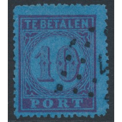 NETHERLANDS - 1870 10c carmine on blue Postage Due, perf. 13¾, used – NVPH # P2A