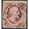 NETHERLANDS - 1852 10c rose-red King Willem III, imperforate, plate V, used – NVPH # 2i