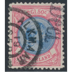 NETHERLANDS - 1896 2½G aniline rose/blue Wilhelmina, perf. 11½:11, used – NVPH # 47B NETHERLANDS - 1896 2½G aniline rose/blue Wilhelmina, perf. 11½:11, used – NVPH # 47B