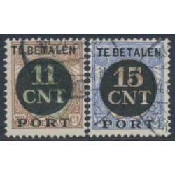NETHERLANDS - 1924 Parcel Stamp overprints set of 2, perf. 12½, used – NVPH # PV1A+PV2A