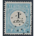 NETHERLANDS - 1881 1c blue/black Postage Due, perf. 13½:13¼, type I, used – NVPH # P3IA