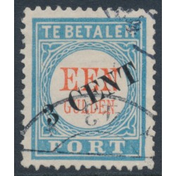 NETHERLANDS - 1910 3c on 1Gld blue/red Postage Due, type III, used – NVPH # P27III