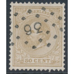 NETHERLANDS - 1884 50c yellow-brown King Willem III, perf. 12½:12, used – NVPH # 27H