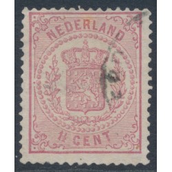 NETHERLANDS - 1875 1½c rose Coat of Arms, perf. 13¼:13¼ (large holes), used – NVPH # 16D
