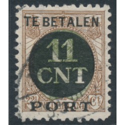 NETHERLANDS - 1924 11c on 22½c parcel stamp o/p, perf. 11½:11½, used – NVPH # PV1C