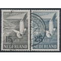 NETHERLANDS - 1951 15G & 25G Seagull airmail set of 2, used – NVPH # LP12-LP13