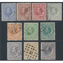 NETHERLANDS - 1872 5c to 1G King Willem III set of 10, used – NVPH # 19-28