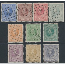 NETHERLANDS - 1872 5c to 1G King Willem III set of 10, used – NVPH # 19-28