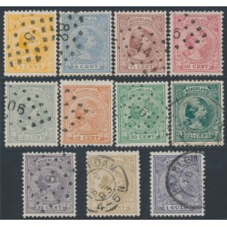 NETHERLANDS - 1891 3c to 1G Princess Wilhelmina set of 11, used – NVPH # 34-44