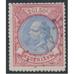 NETHERLANDS - 1872 2.50G red/ultramarine King Willem III, used – NVPH # 29