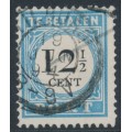 NETHERLANDS - 1881 12½c blue/black Postage Due, perf. 12½:12½, type III, used – NVPH # P8IIID NETHERLANDS - 1881 12½c blue/black Postage Due, perf. 12½:12½, type III, used – NVPH # P8IIID