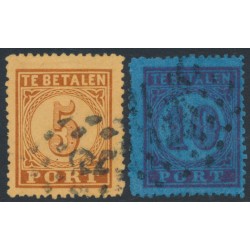 NETHERLANDS - 1870 5c & 10c Postage Dues set of 2, used – NVPH # P1AB+P2A NETHERLANDS - 1870 5c & 10c Postage Dues set of 2, used – NVPH # P1AB+P2A