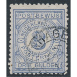 NETHERLANDS - 1884 3G blue Postbewijszegel, used – NVPH # PW4
