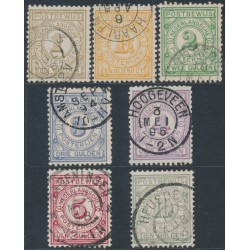 NETHERLANDS - 1884 1G to 10G Postbewijszegel set of 7, used – NVPH # PW1-PW7