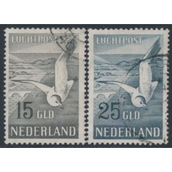 NETHERLANDS - 1951 15G & 25G Seagull Airmail set of 2, used – NVPH # LP12-LP13