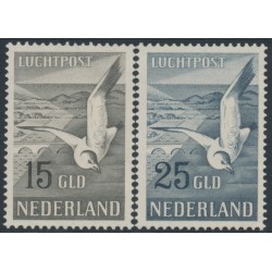 NETHERLANDS - 1951 15G & 25G Seagull Airmail set of 2, MNH – NVPH # LP12-LP13